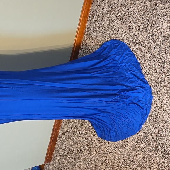 Navy Blue Beaded Alyce Paris Prom Dress - Picture 8 of 9